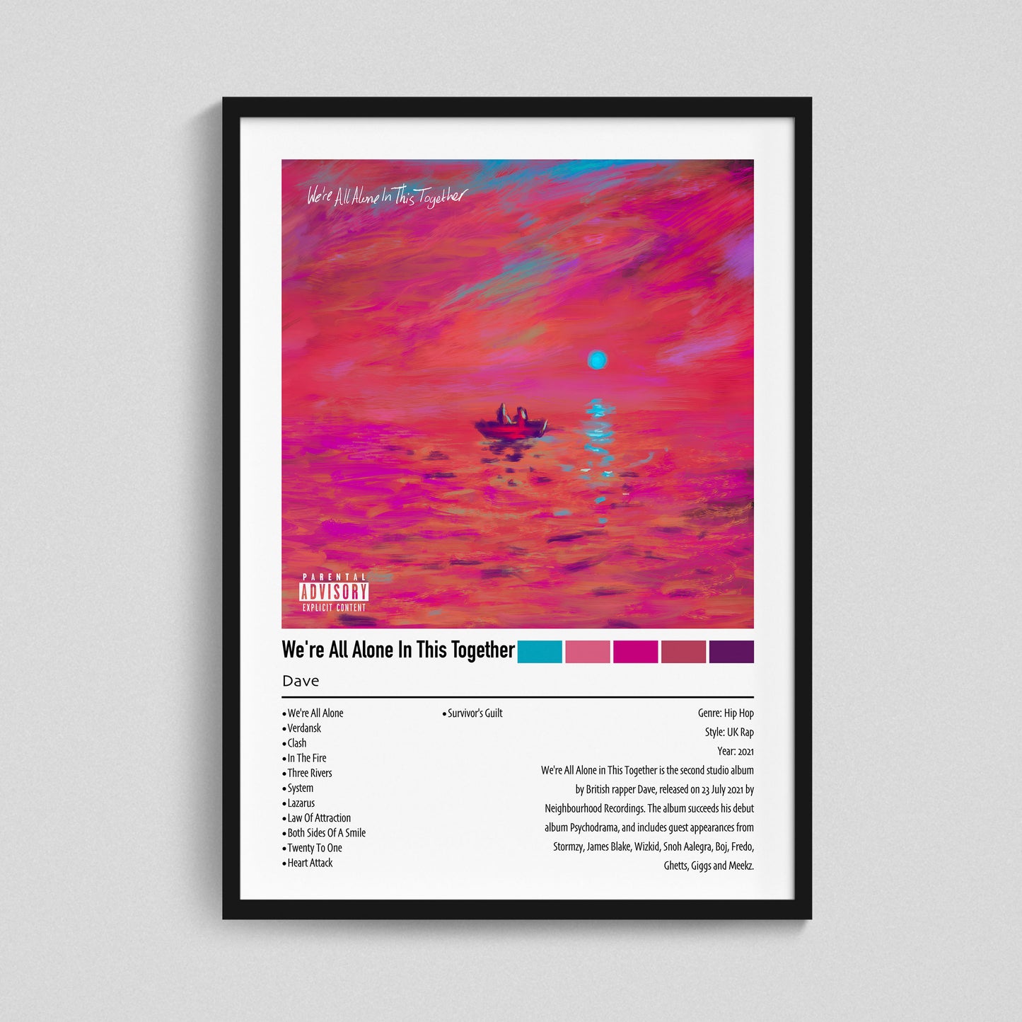 Dave | We're All Alone In This Together | Custom Album Cover Poster Print