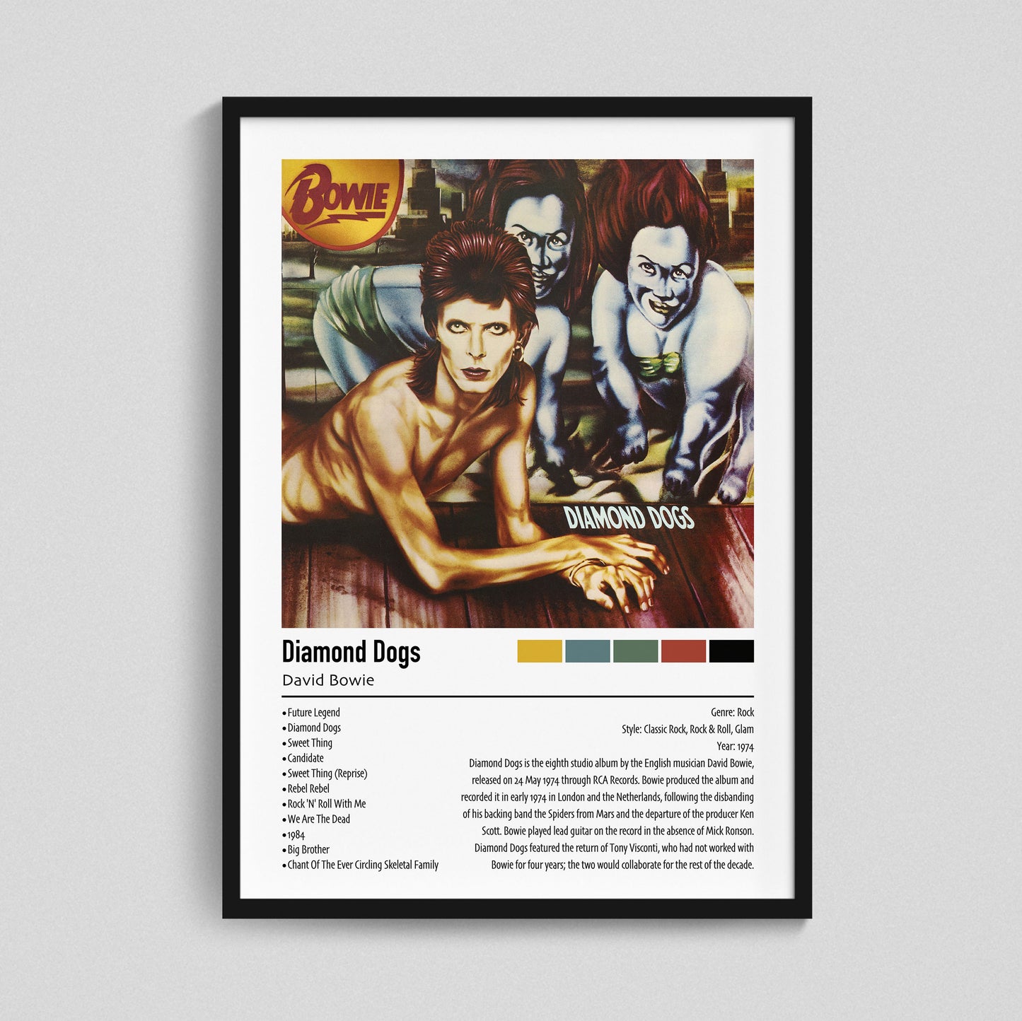 David Bowie | Diamond Dogs | Custom Album Cover Poster Print