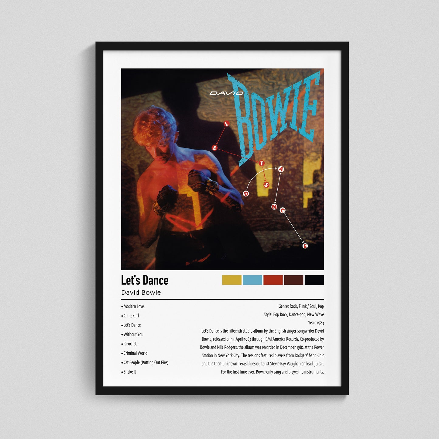 David Bowie | Let's Dance | Custom Album Cover Poster Print