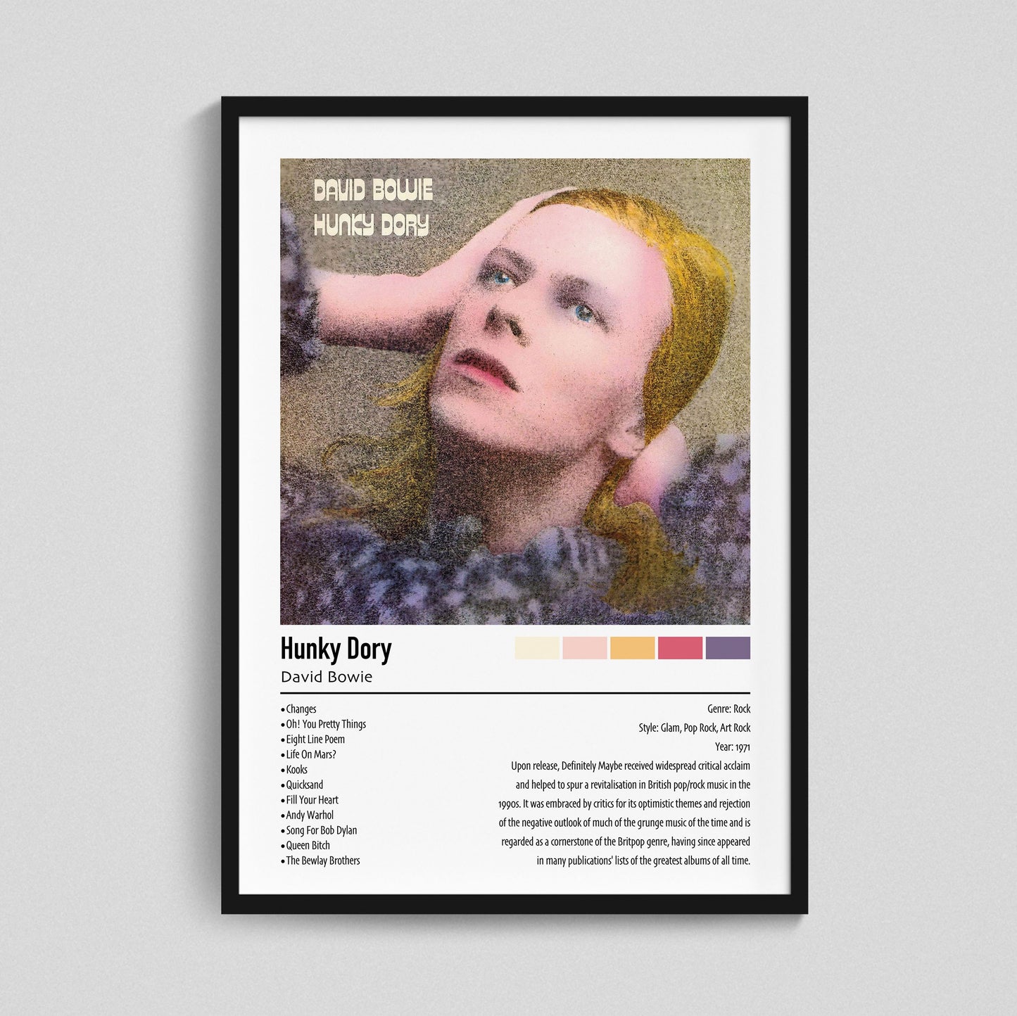 David Bowie | Hunky Dory | Custom Album Cover Poster Print