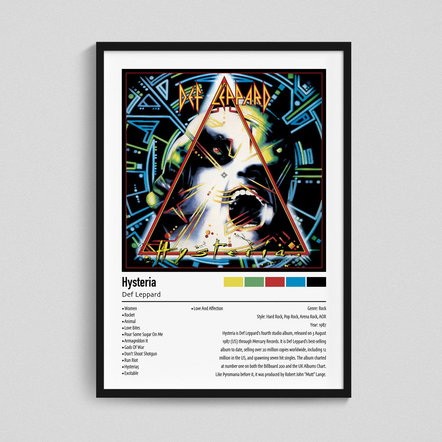 Def Leppard | Hysteria | Custom Album Cover Poster Print