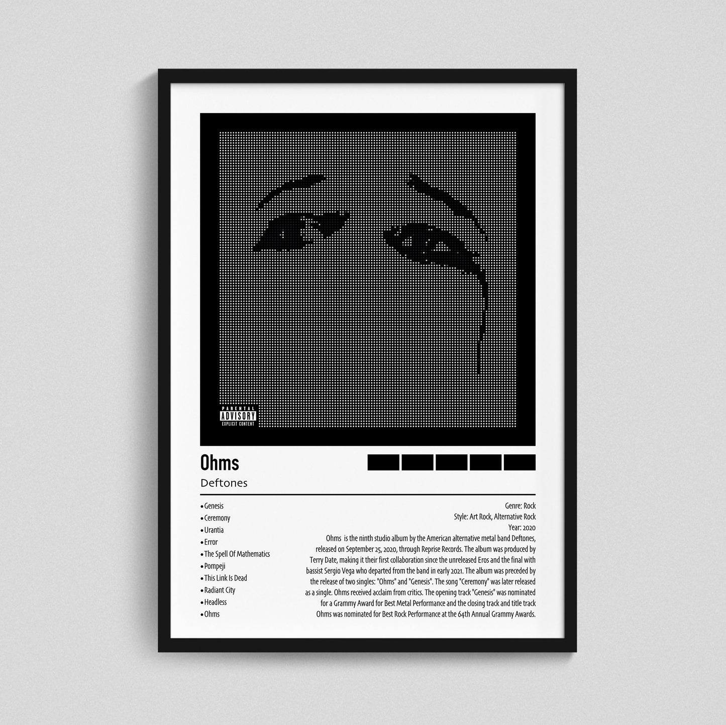 Deftones | Ohms | Custom Album Cover Poster Print