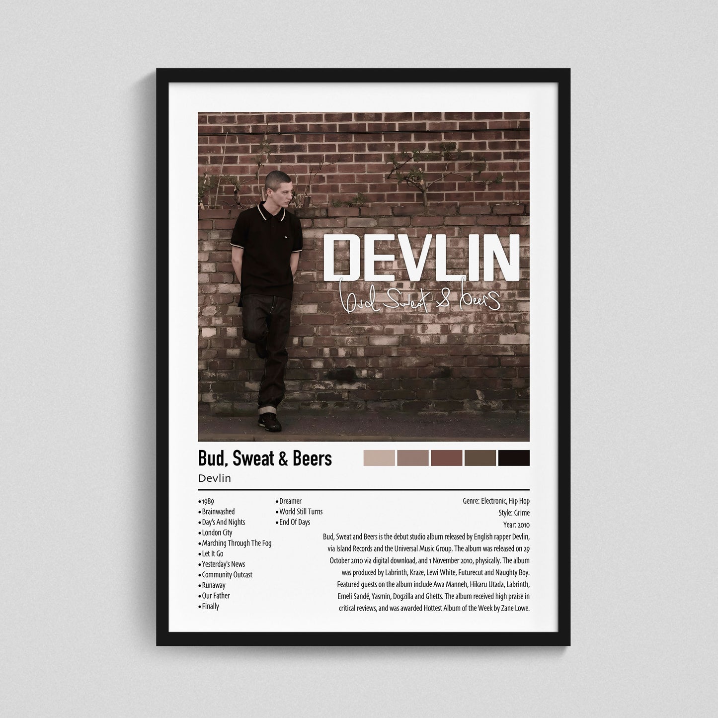Devlin | Bud, Sweat & Beers | Custom Album Cover Poster Print