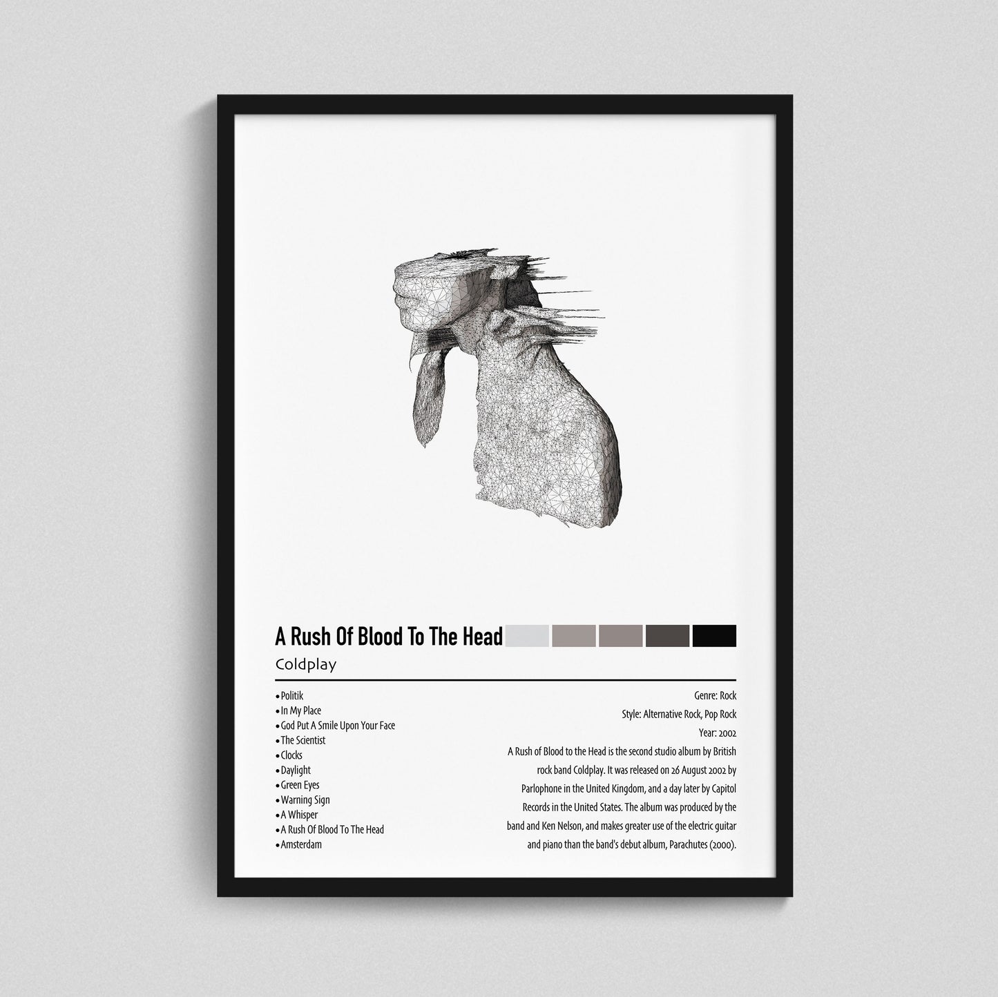 Coldplay | A Rush Of Blood To The Head | Custom Album Cover Poster Print