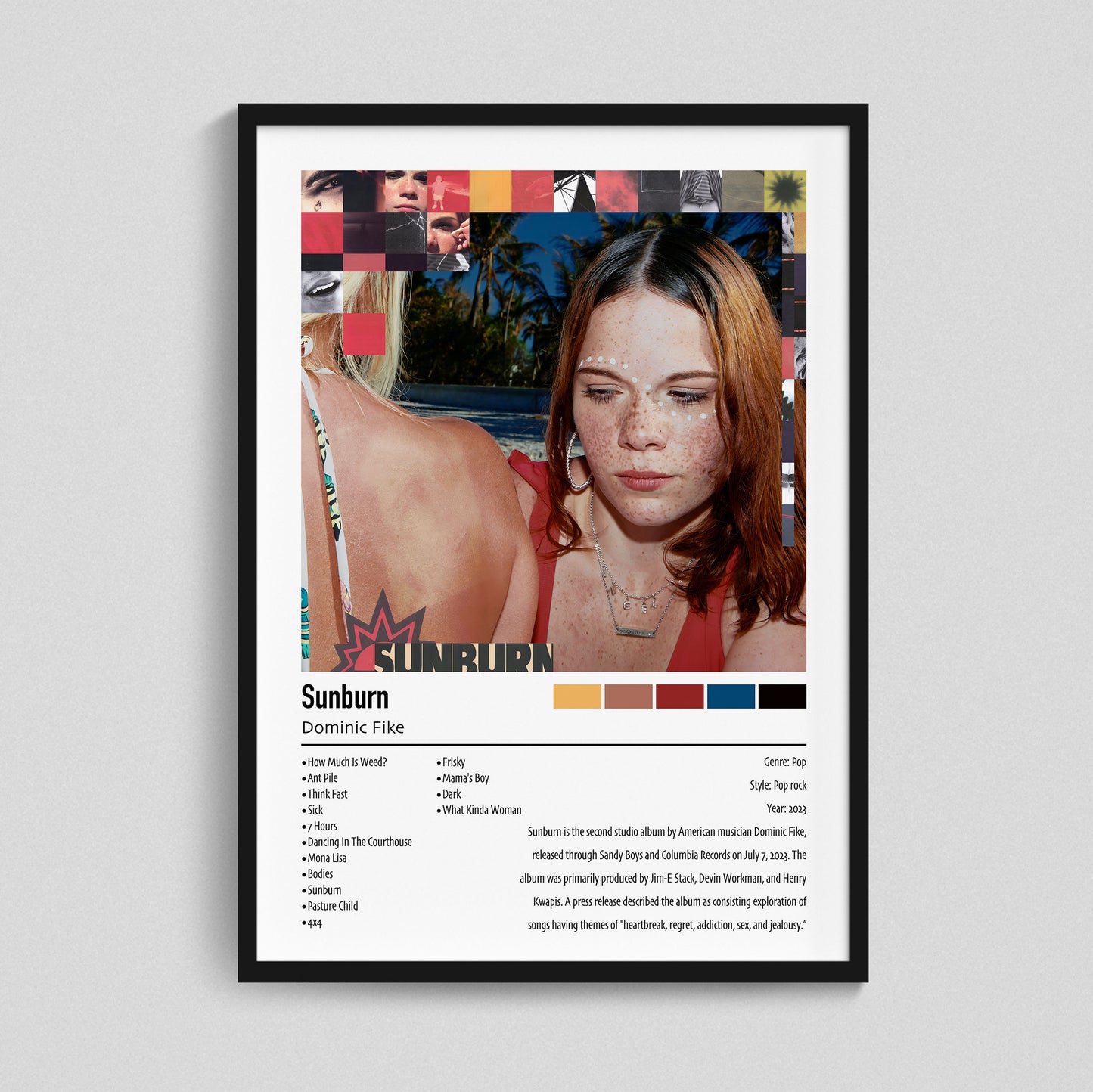 Dominic Fike | Sunburn | Custom Album Cover Poster Print