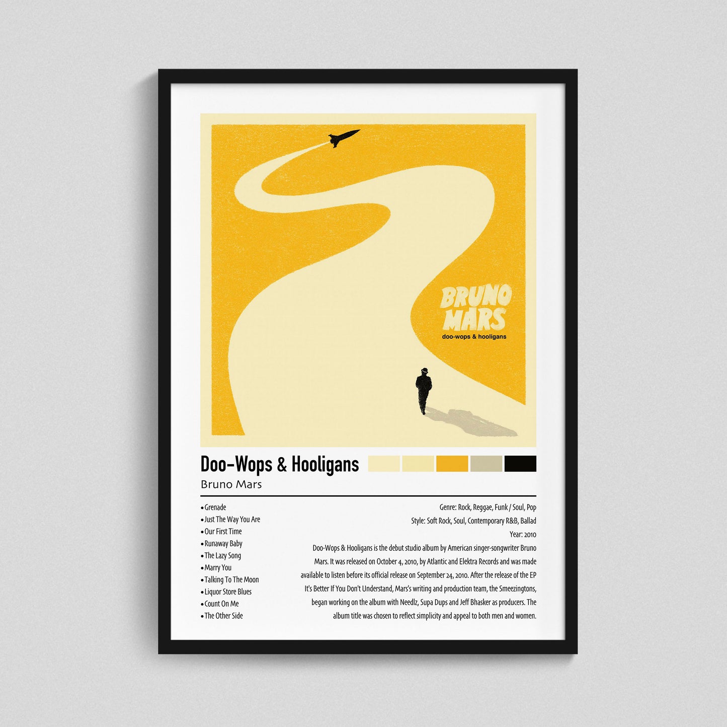Bruno Mars | Doo-Wops & Hooligans | Custom Album Cover Poster Print