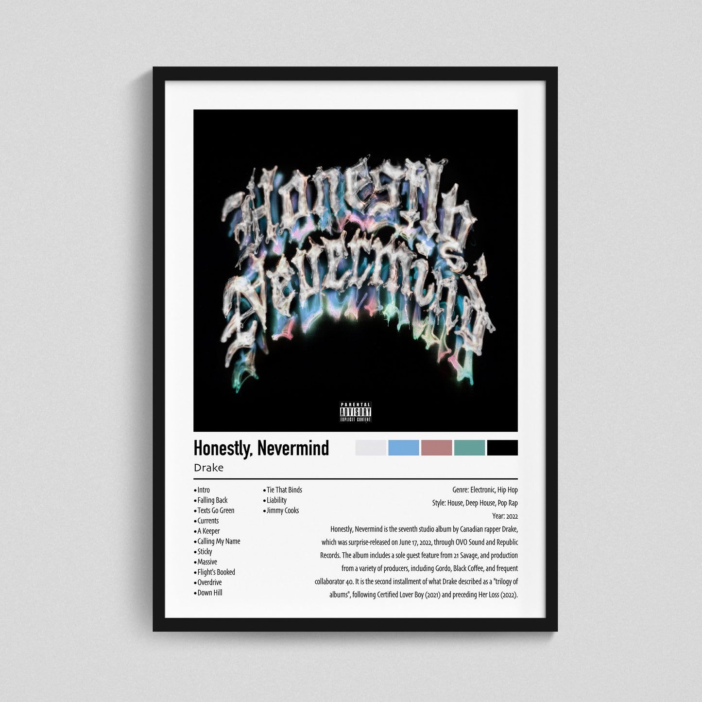 Drake | Honestly, Nevermind | Custom Album Cover Poster Print