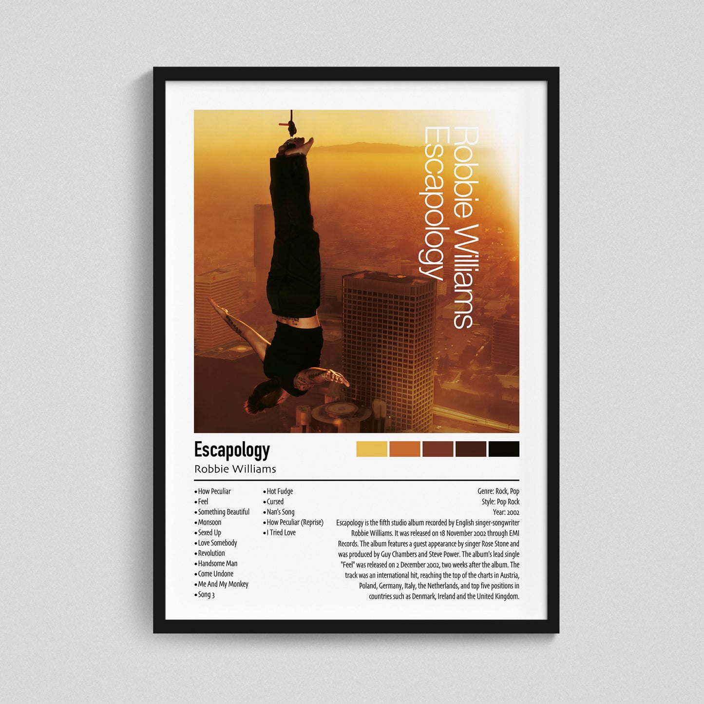 Robbie Williams | Escapology | Custom Album Cover Poster Print