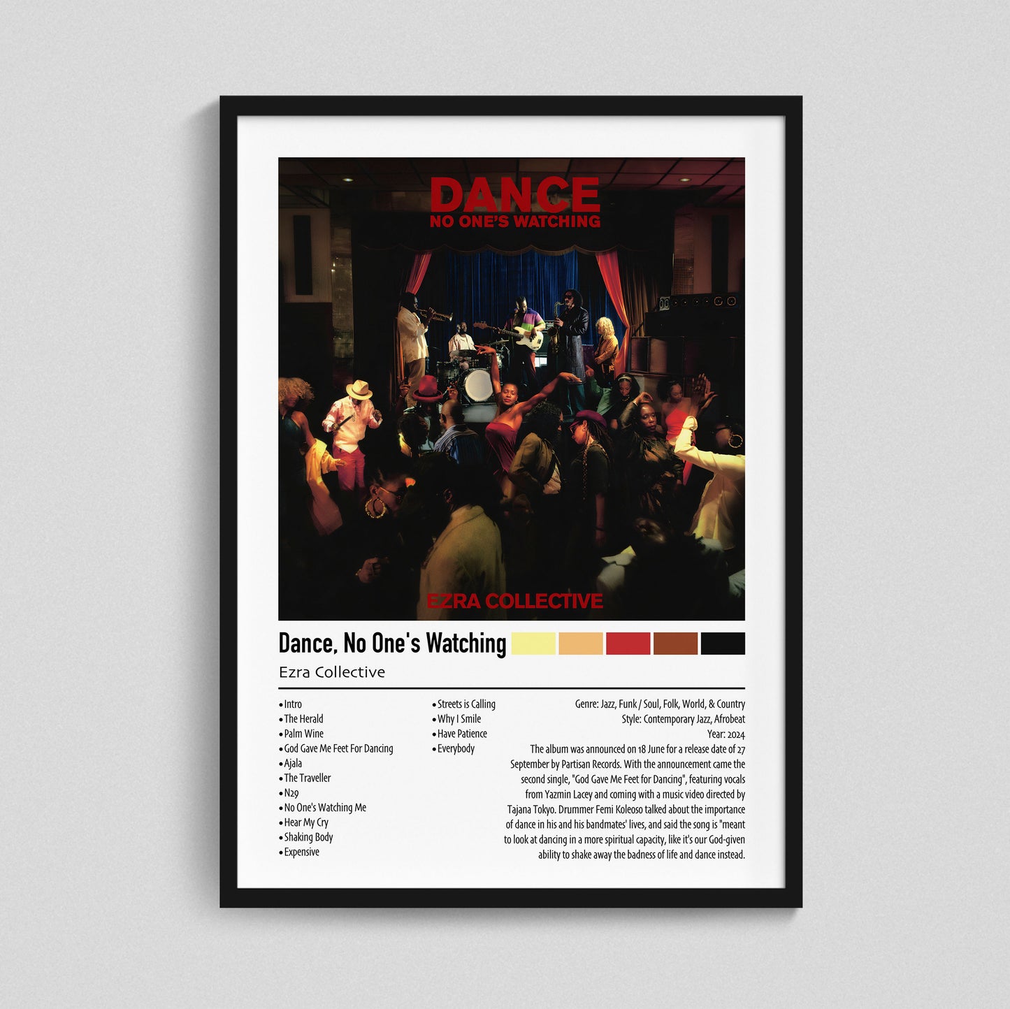 Ezra Collective | Dance, No One's Watching | Custom Album Cover Poster Print