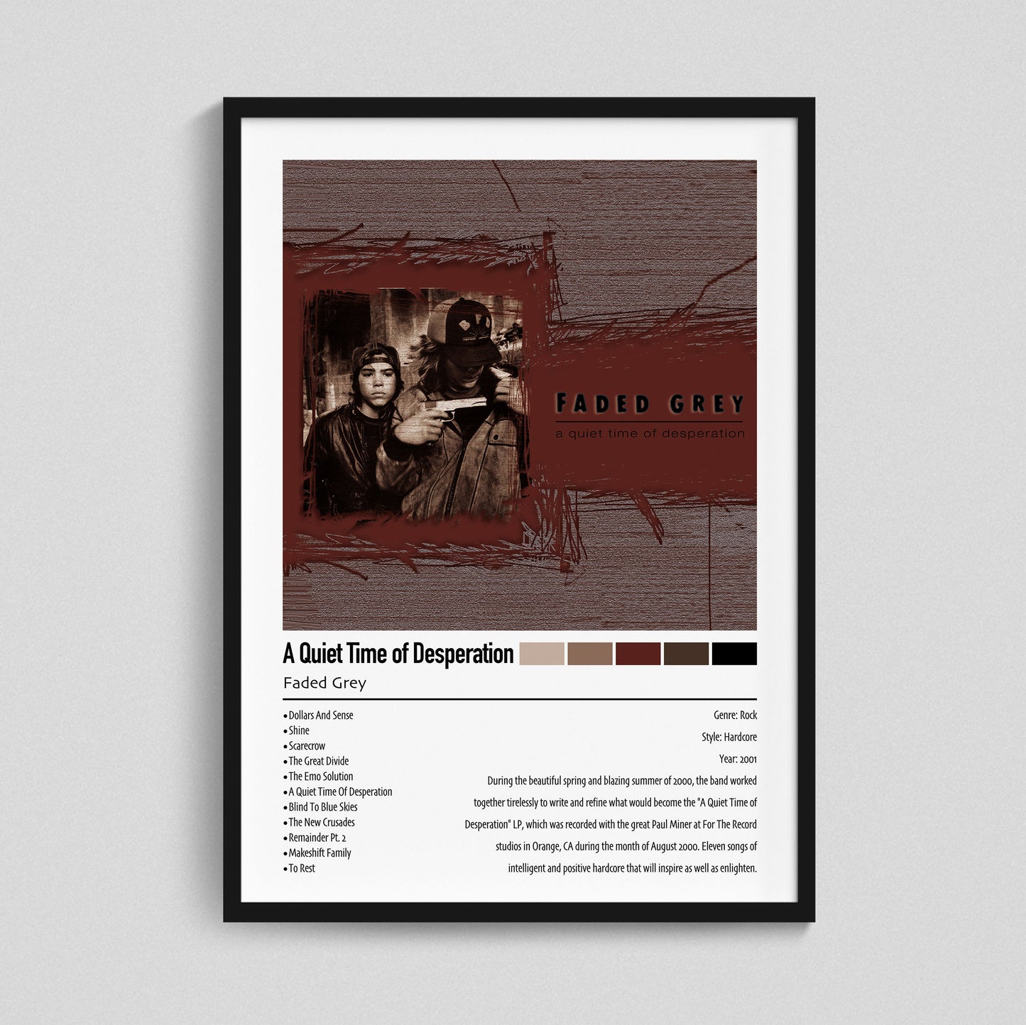 Faded Grey | A Quiet Time of Desperation | Custom Album Cover Poster Print