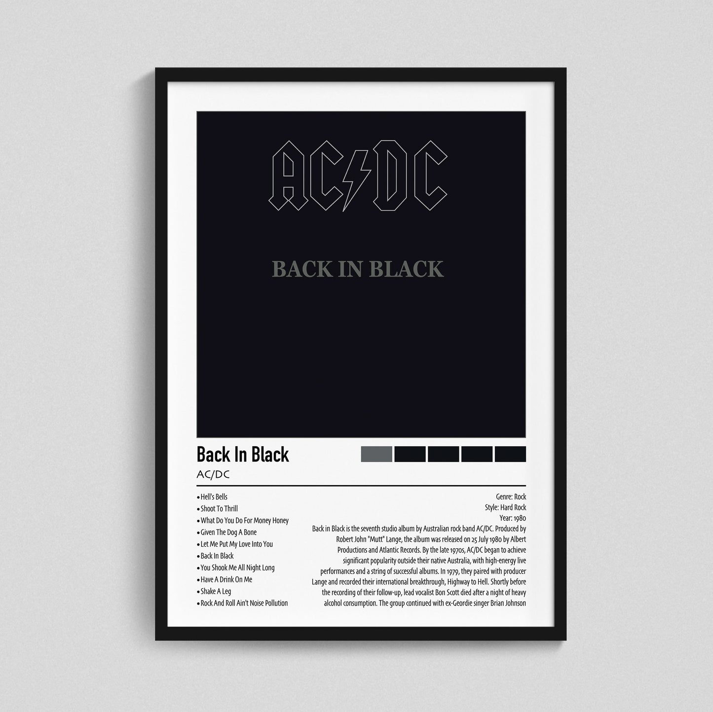 AC/DC | Back In Black | Custom Album Cover Poster Print