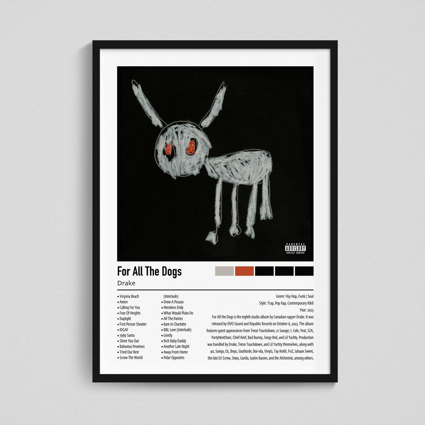 Drake | For All The Dogs | Custom Album Cover Poster Print