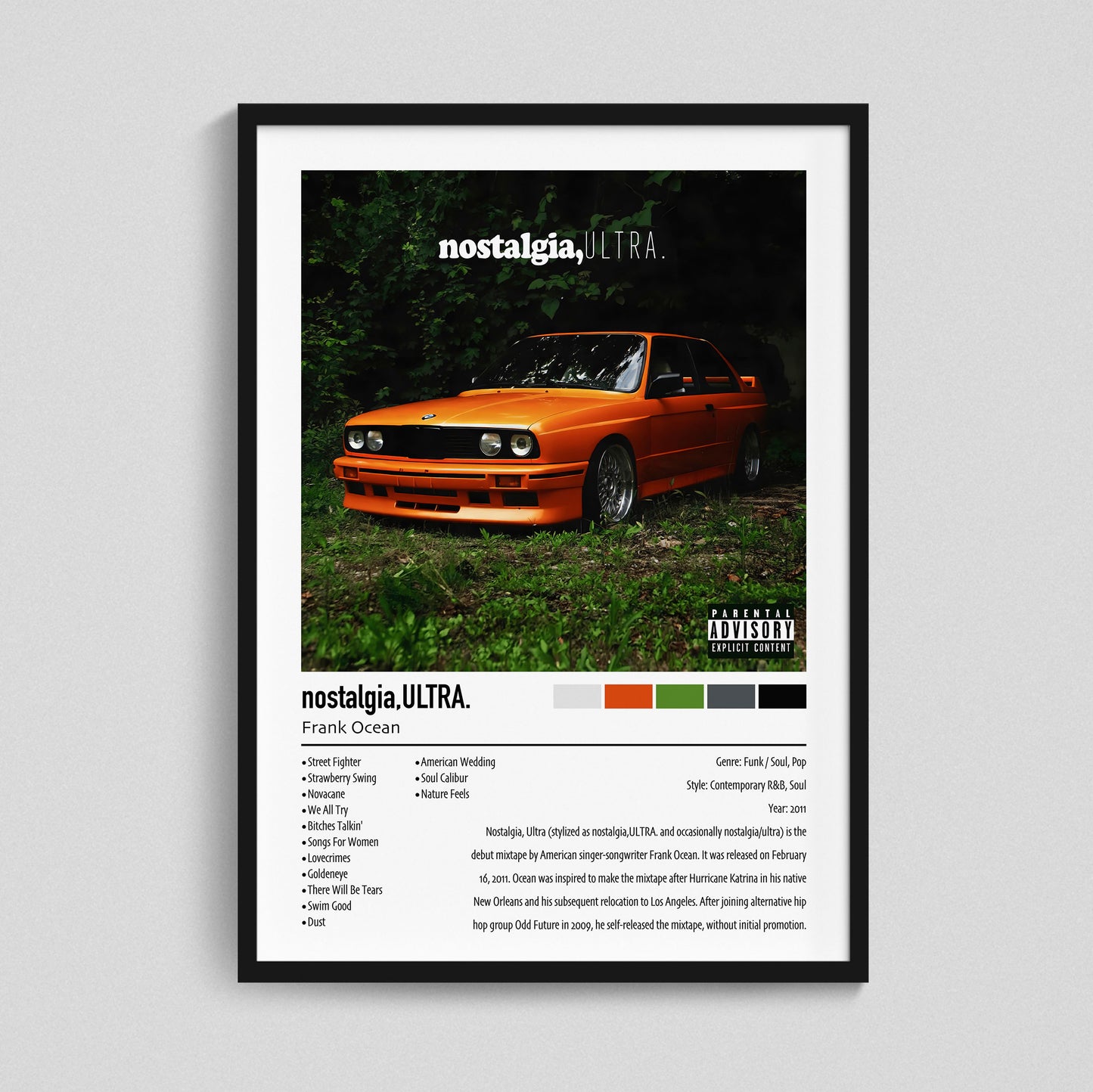 Frank Ocean | nostalgia, ULTRA. | Custom Album Cover Poster Print