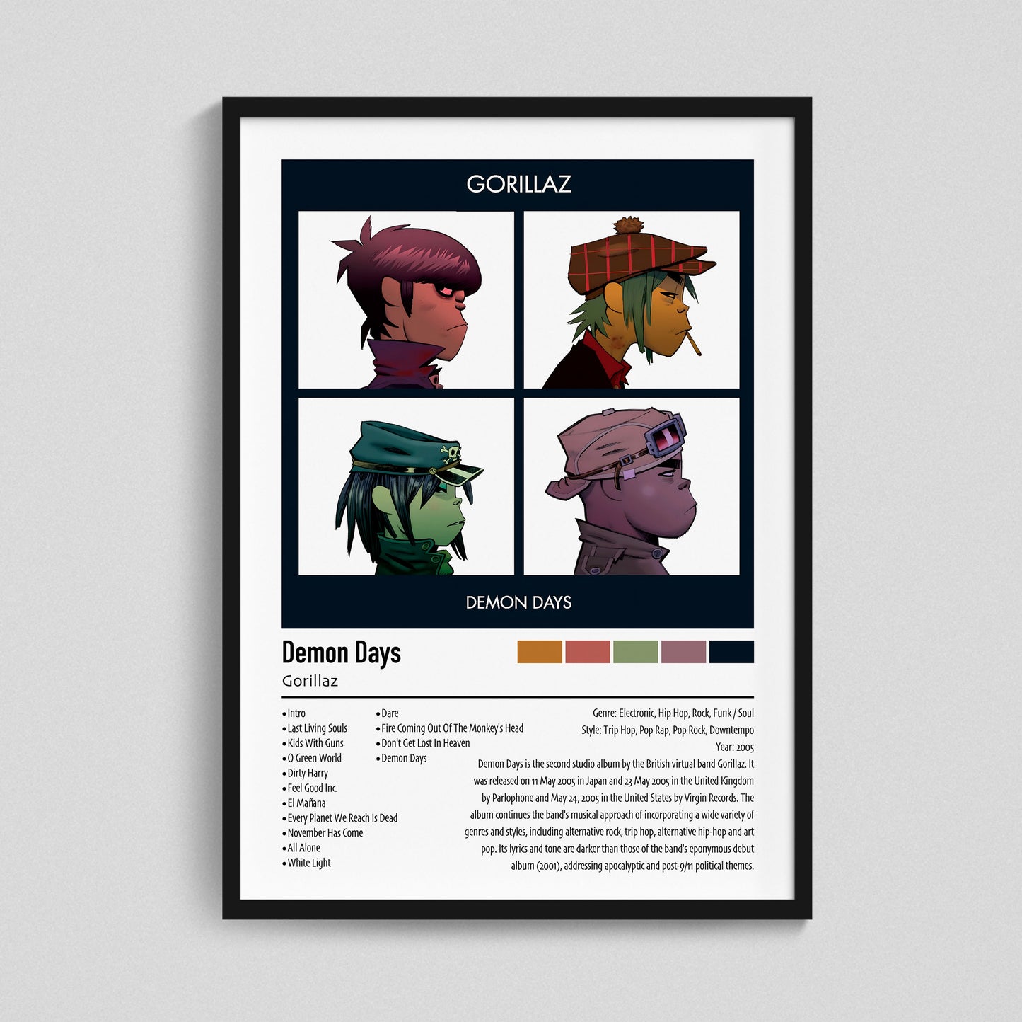 Gorillaz | Demon Days | Custom Album Cover Poster Print