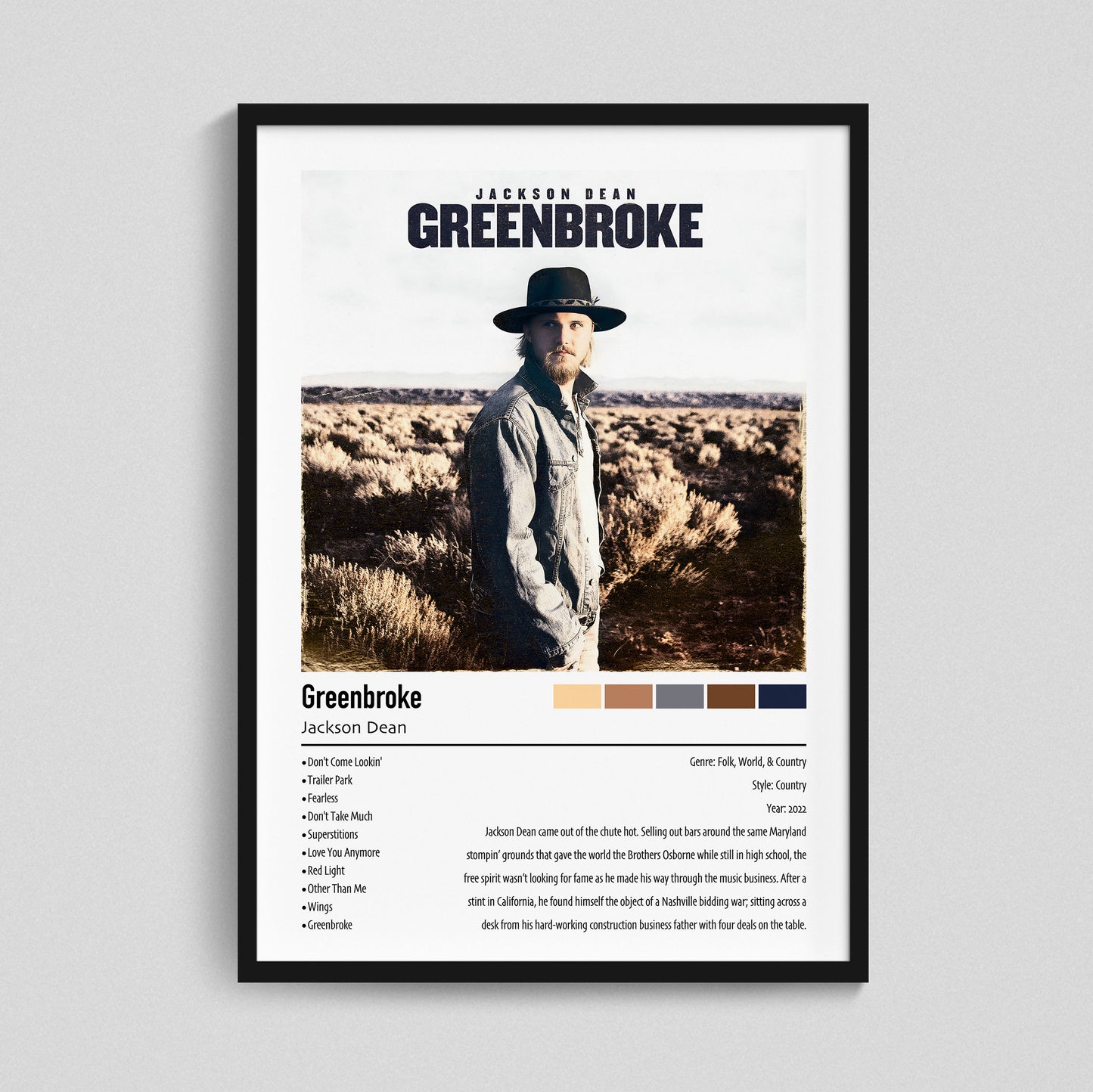 Jackson Dean | Greenbroke | Custom Album Cover Poster Print