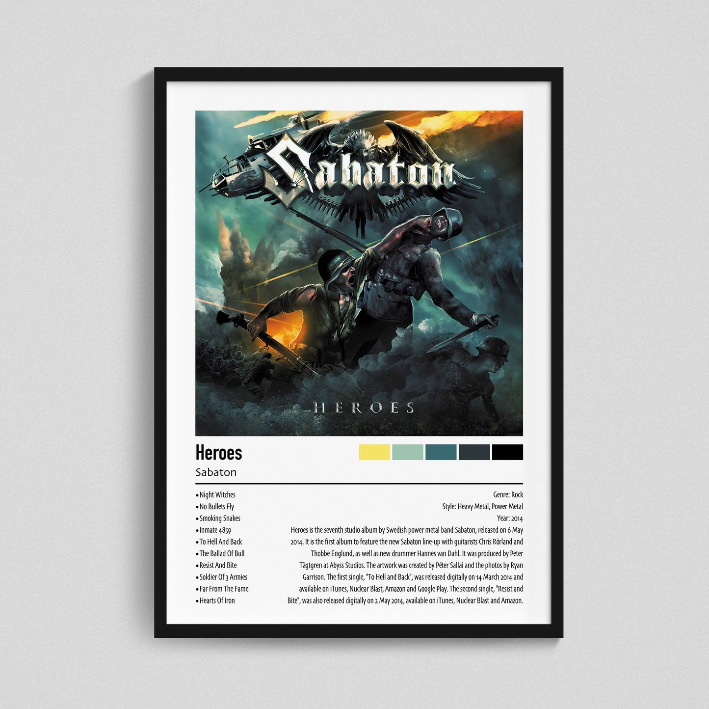 Sabaton | Heroes | Custom Album Cover Poster Print