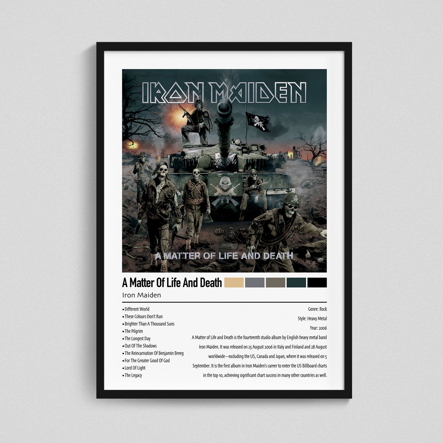 Iron Maiden | A Matter Of Life And Death | Custom Album Cover Poster Print