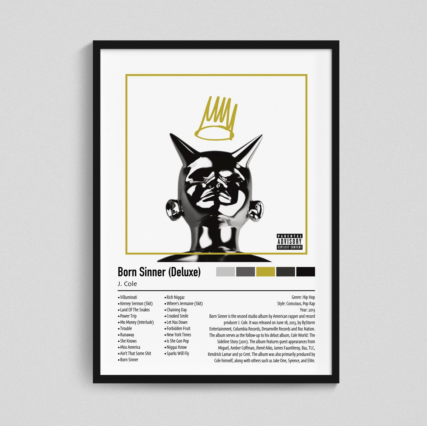 J. Cole | Born Sinner (Deluxe) | Custom Album Cover Poster Print