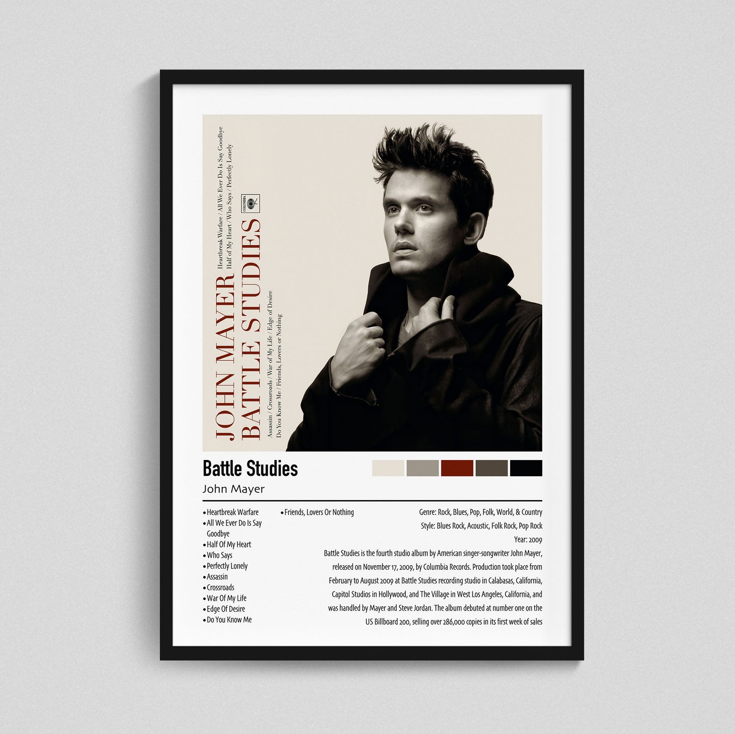 John Mayer | Battle Studies | Custom Album Cover Poster Print