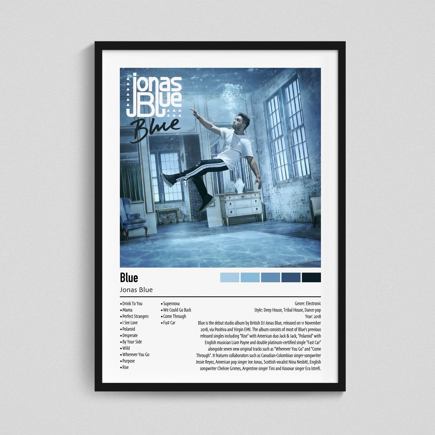 Jonas Blue | Blue | Custom Album Cover Poster Print