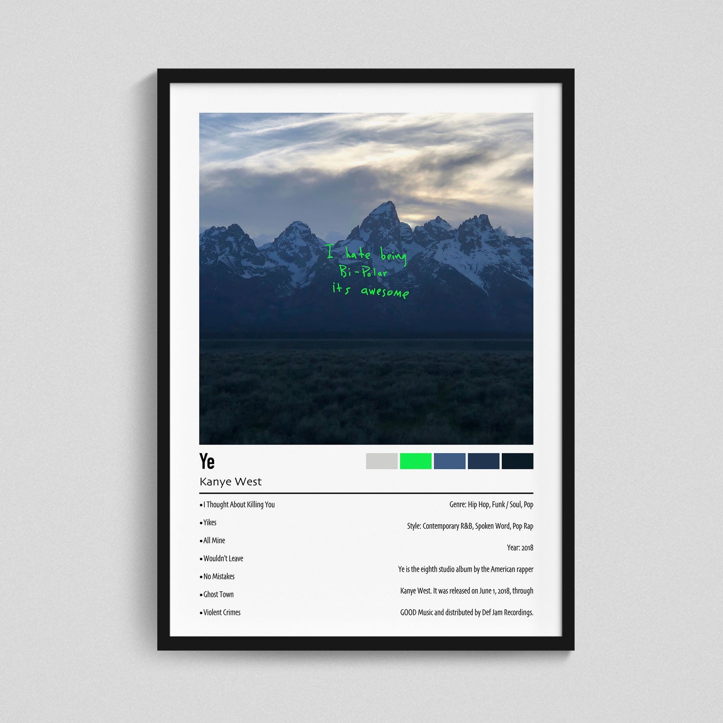 Kanye West | Ye | Custom Album Cover Poster Print