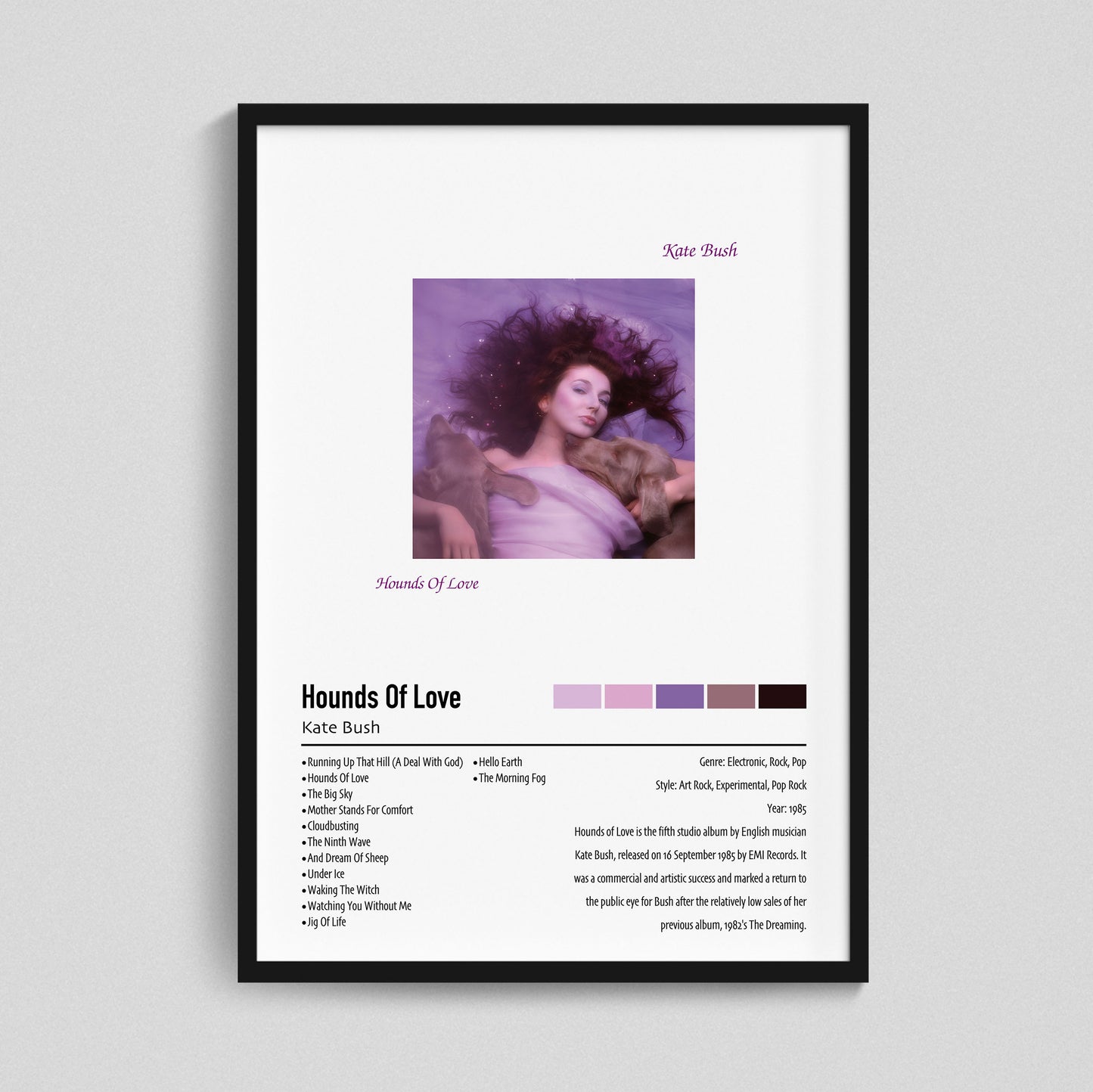 Kate Bush | Hounds Of Love | Custom Album Cover Poster Print