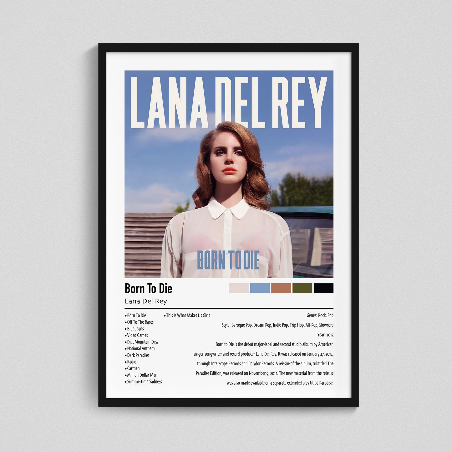 Lana Del Rey | Born To Die | Custom Album Cover Poster Print