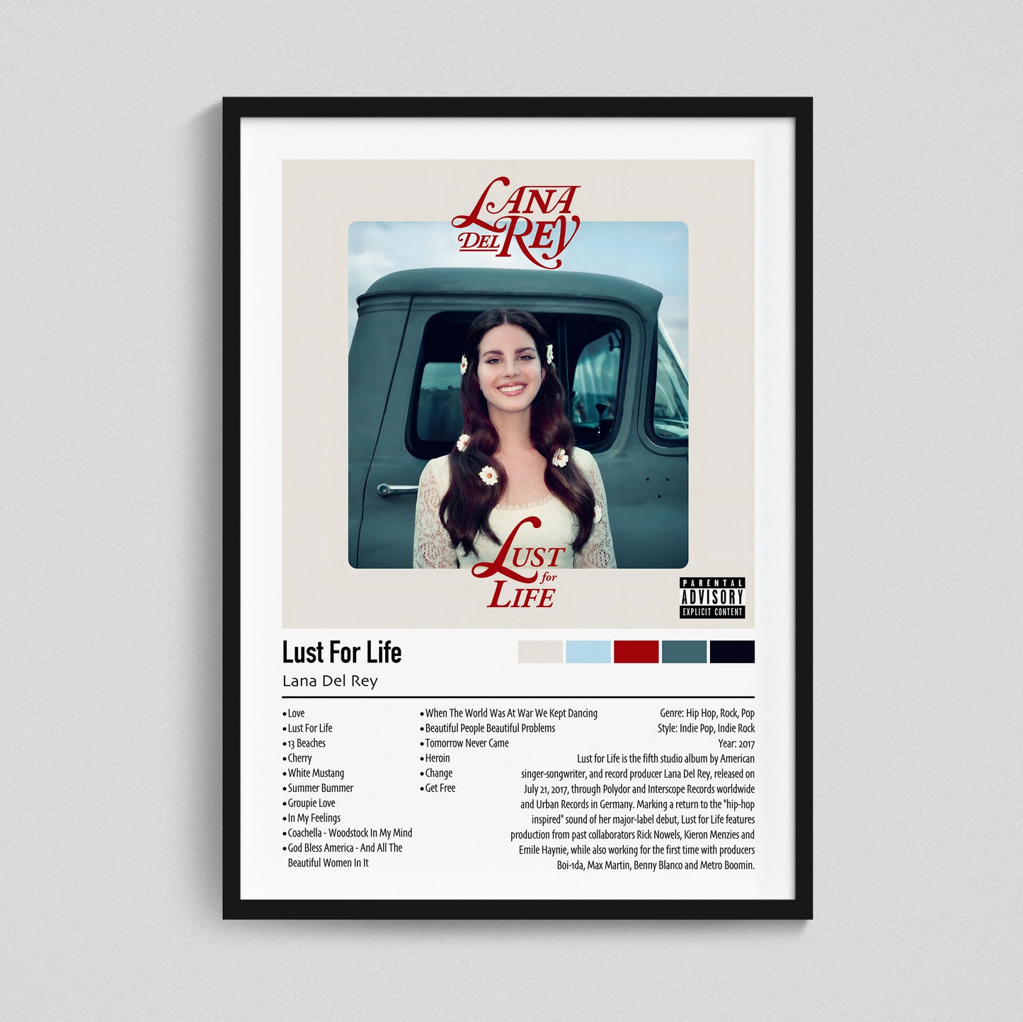 Lana Del Rey | Lust For Life | Custom Album Cover Poster Print