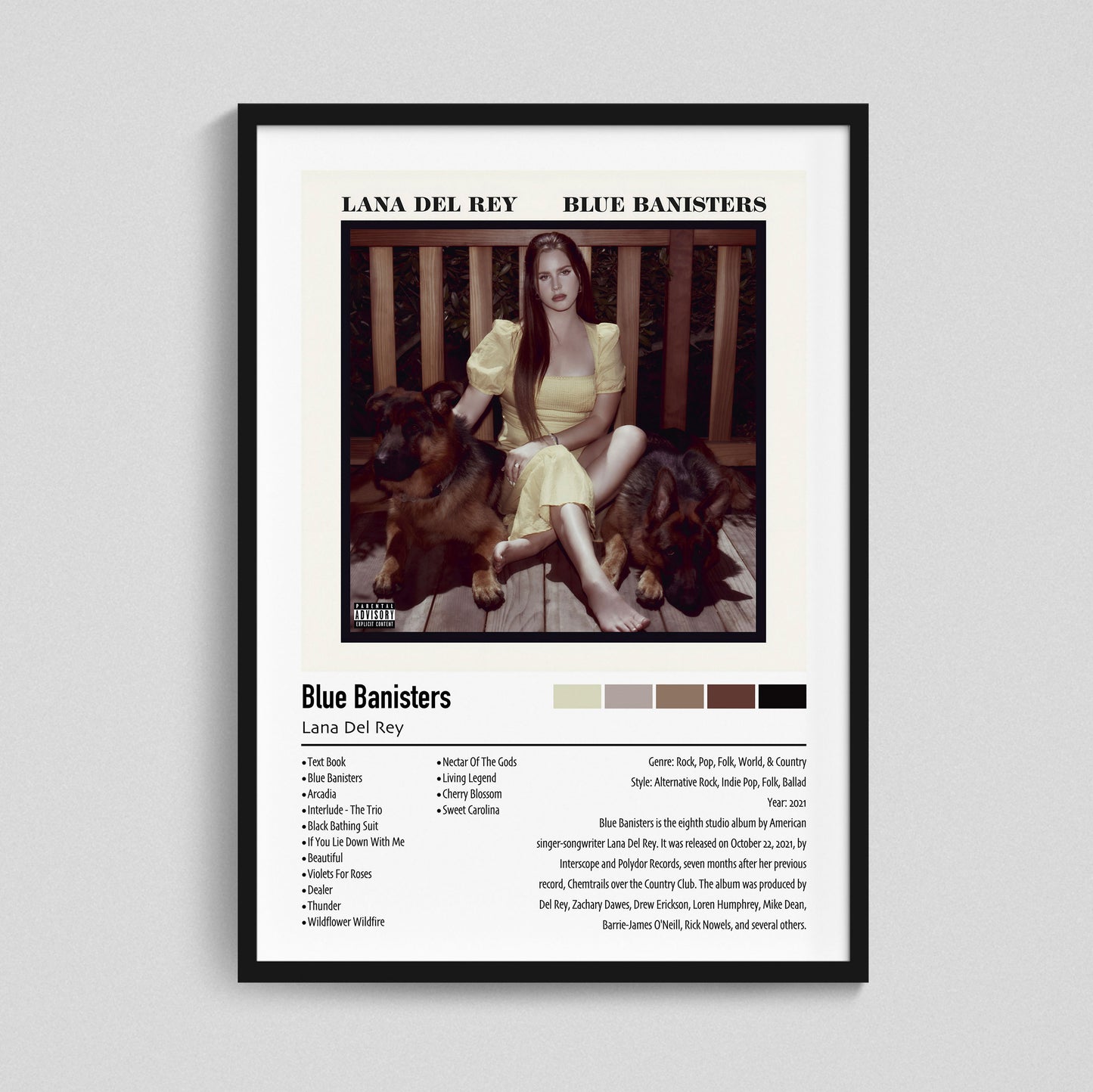 Lana Del Rey | Blue Banisters | Custom Album Cover Poster Print