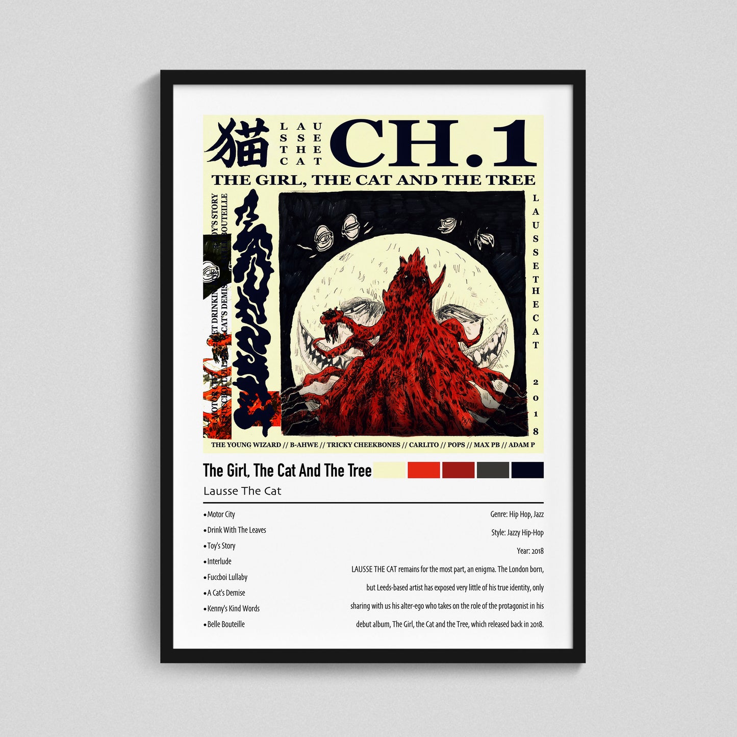 Lausse The Cat | The Girl. The Cat And The Tree | Custom Album Cover Poster Print