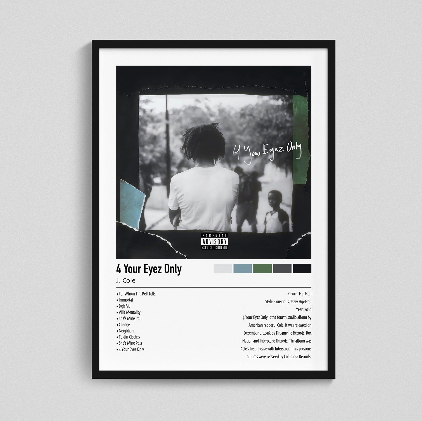 J. Cole | 4 Your Eyez Only | Custom Album Cover Poster Print