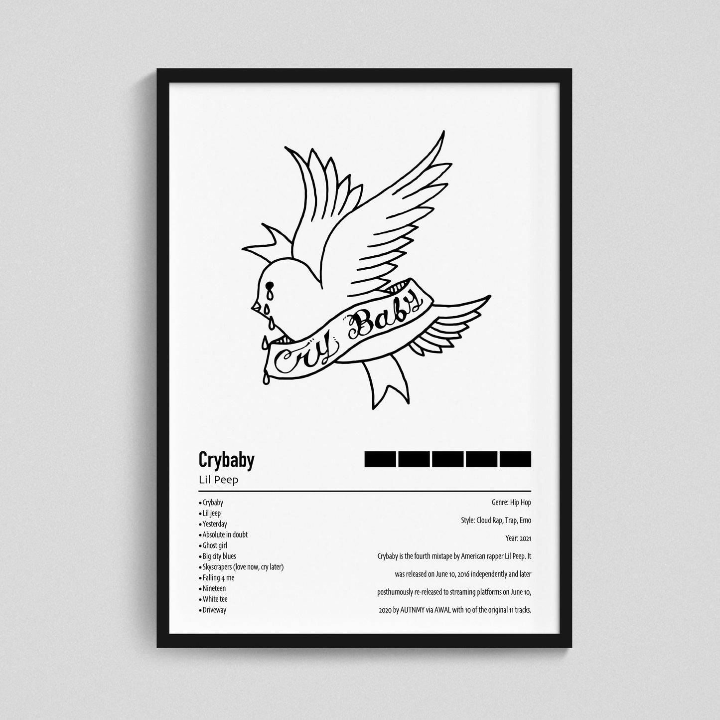 Lil Peep | Crybaby | Custom Album Cover Poster Print