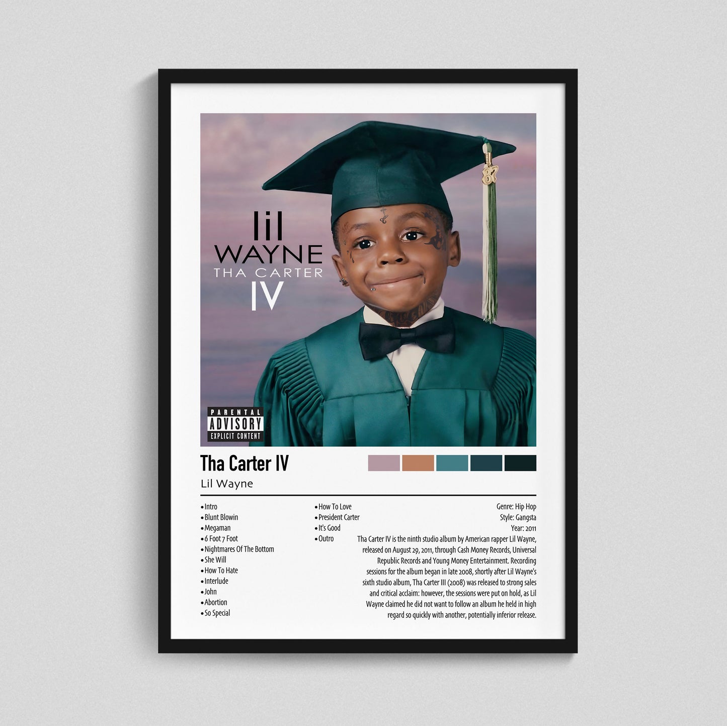 Lil Wayne | Tha Carter IV | Custom Album Cover Poster Print