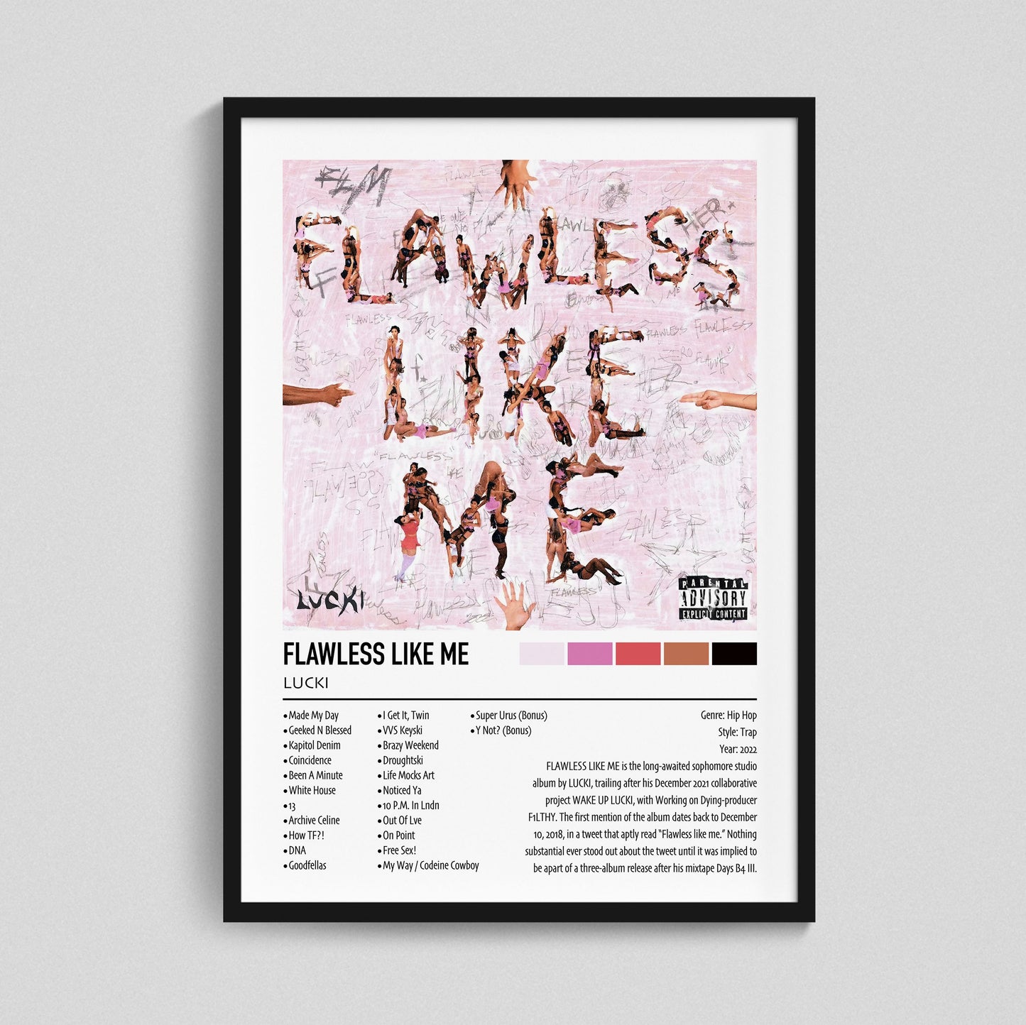 LUCKI | FLAWLESS LIKE ME | Custom Album Cover Poster Print