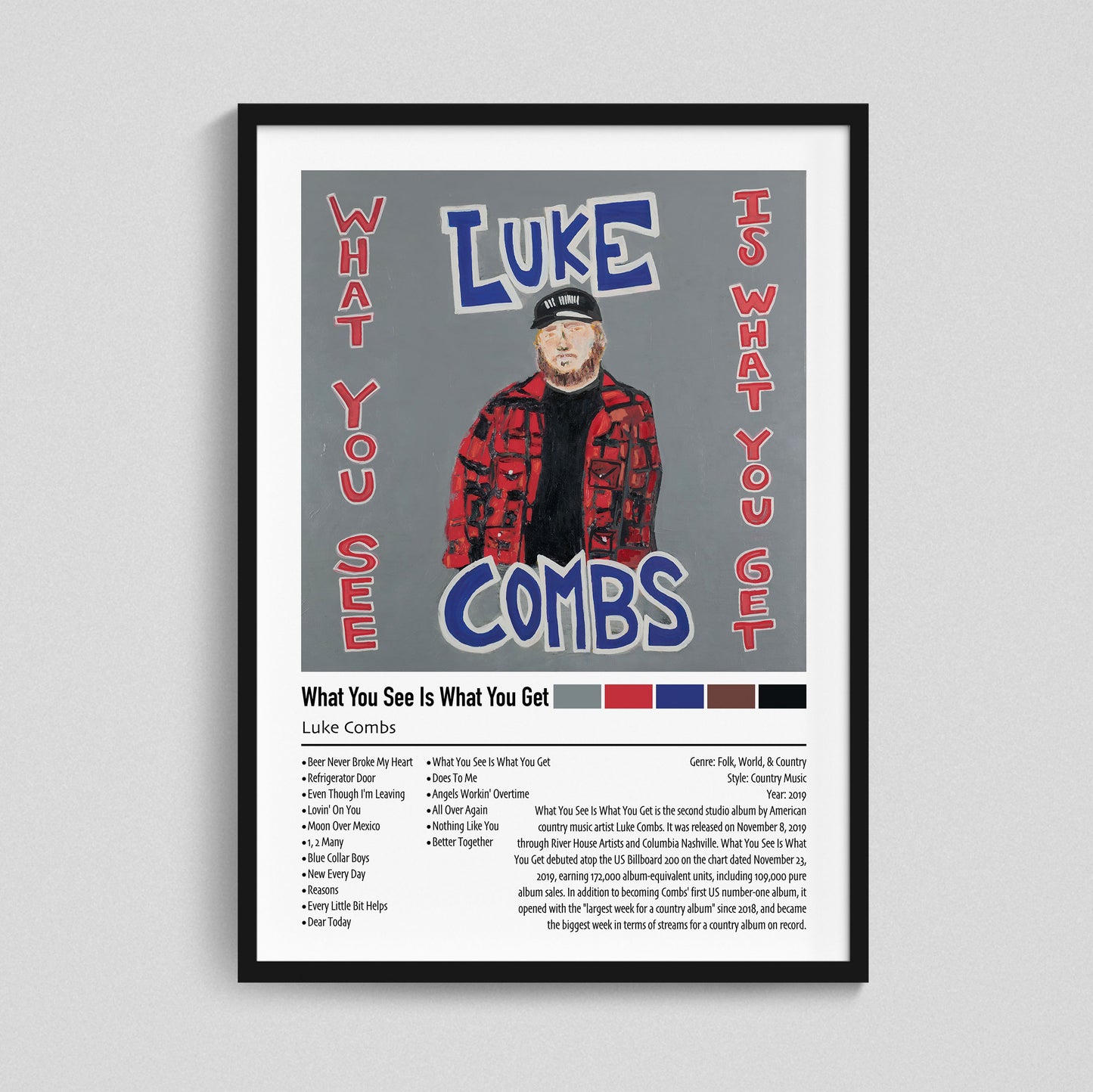 Luke Combs | What You See Is What You Get | Custom Album Cover Poster Print