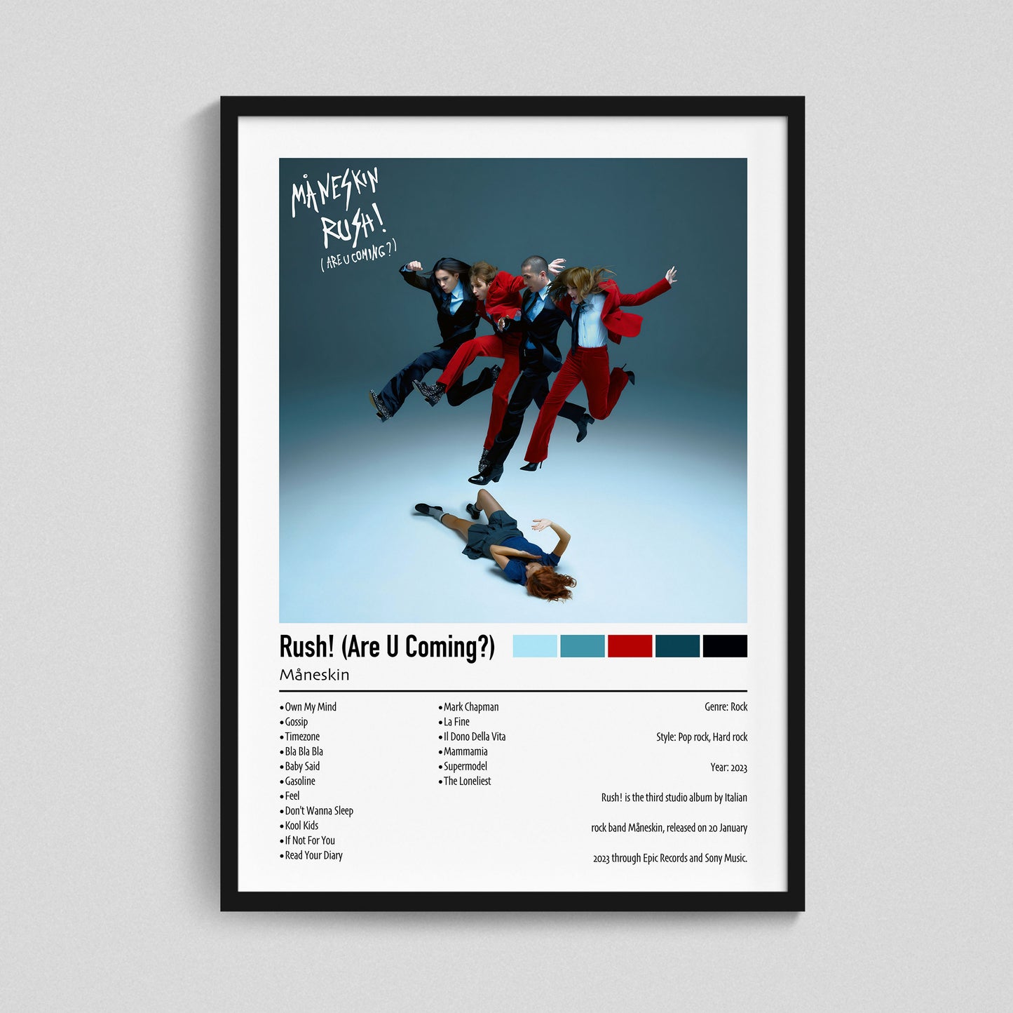 Mäneskin | Rush! (Are U Coming?) | Custom Album Cover Poster Print