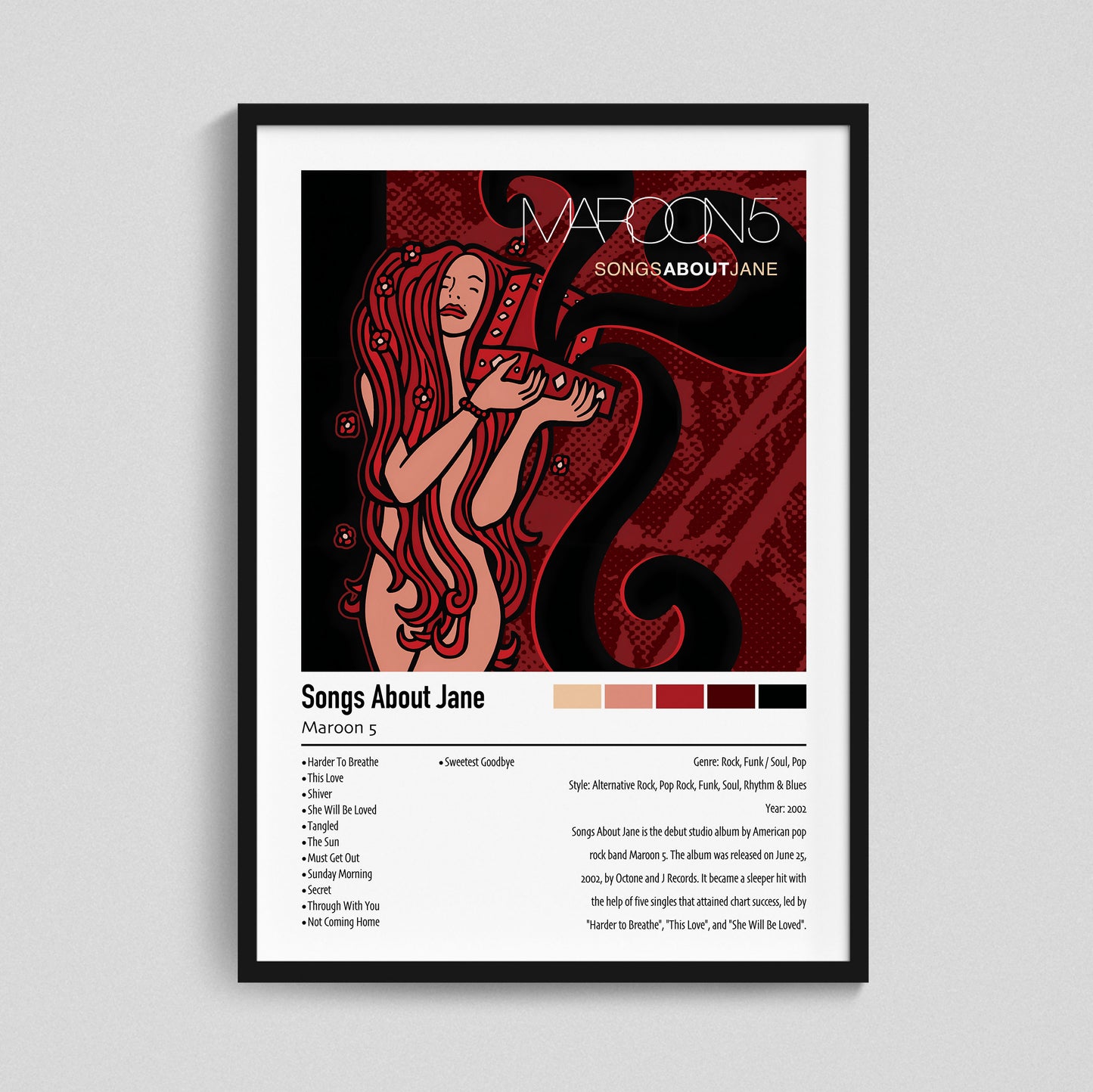 Maroon 5 | Songs About Jane | Custom Album Cover Poster Print