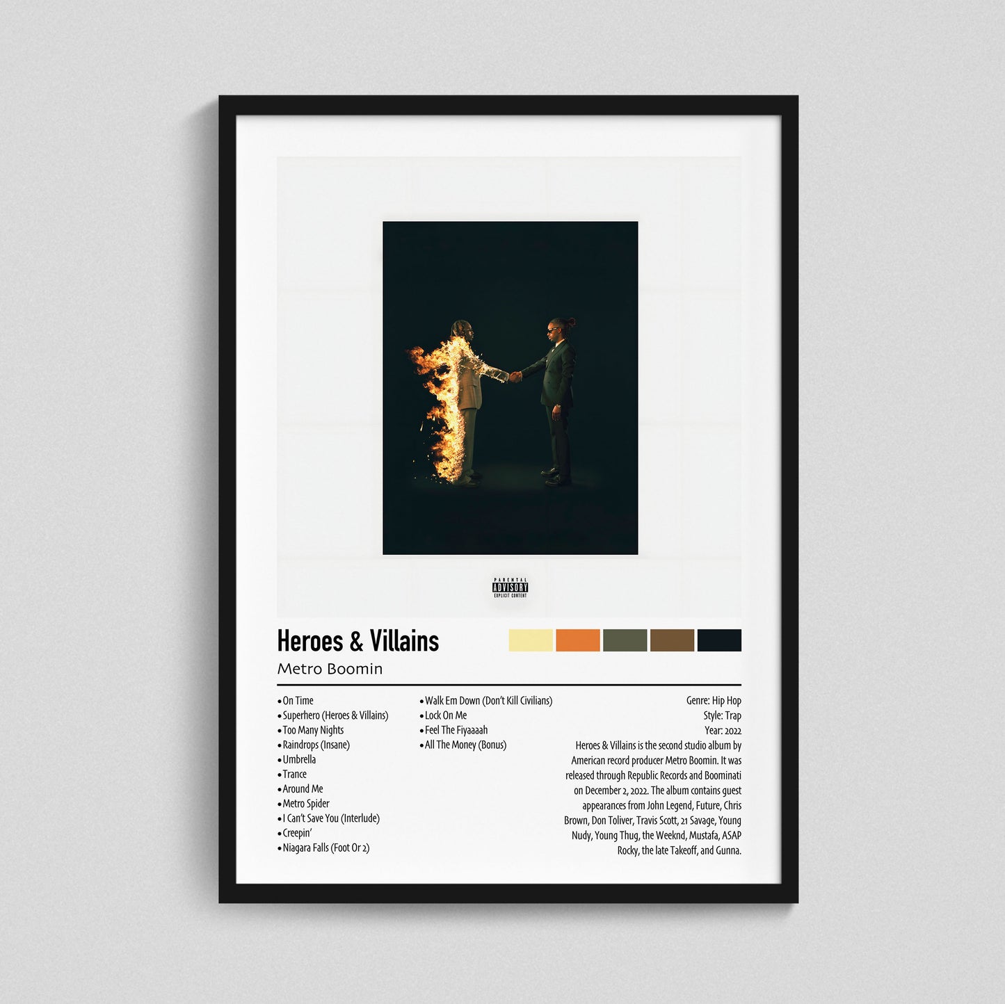 Metro Boomin | Heroes & Villains | Custom Album Cover Poster Print