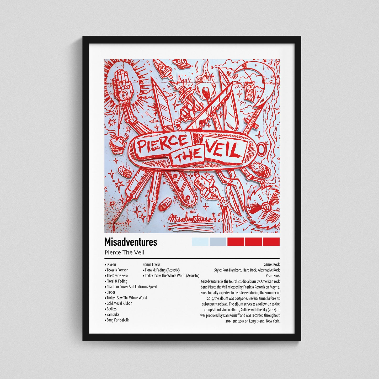 Pierce The Veil | Misadventures | Custom Album Cover Poster Print
