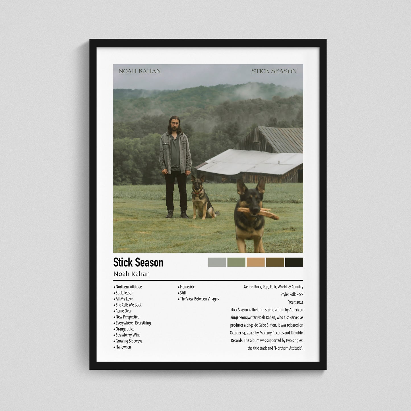 Noah Kahan | Stick Season | Custom Album Cover Poster Print