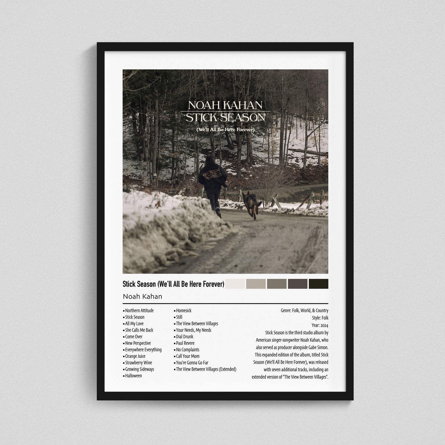 Noah Kahan | Stick Season (We'll All Be Here Forever) | Custom Album Cover Poster Print