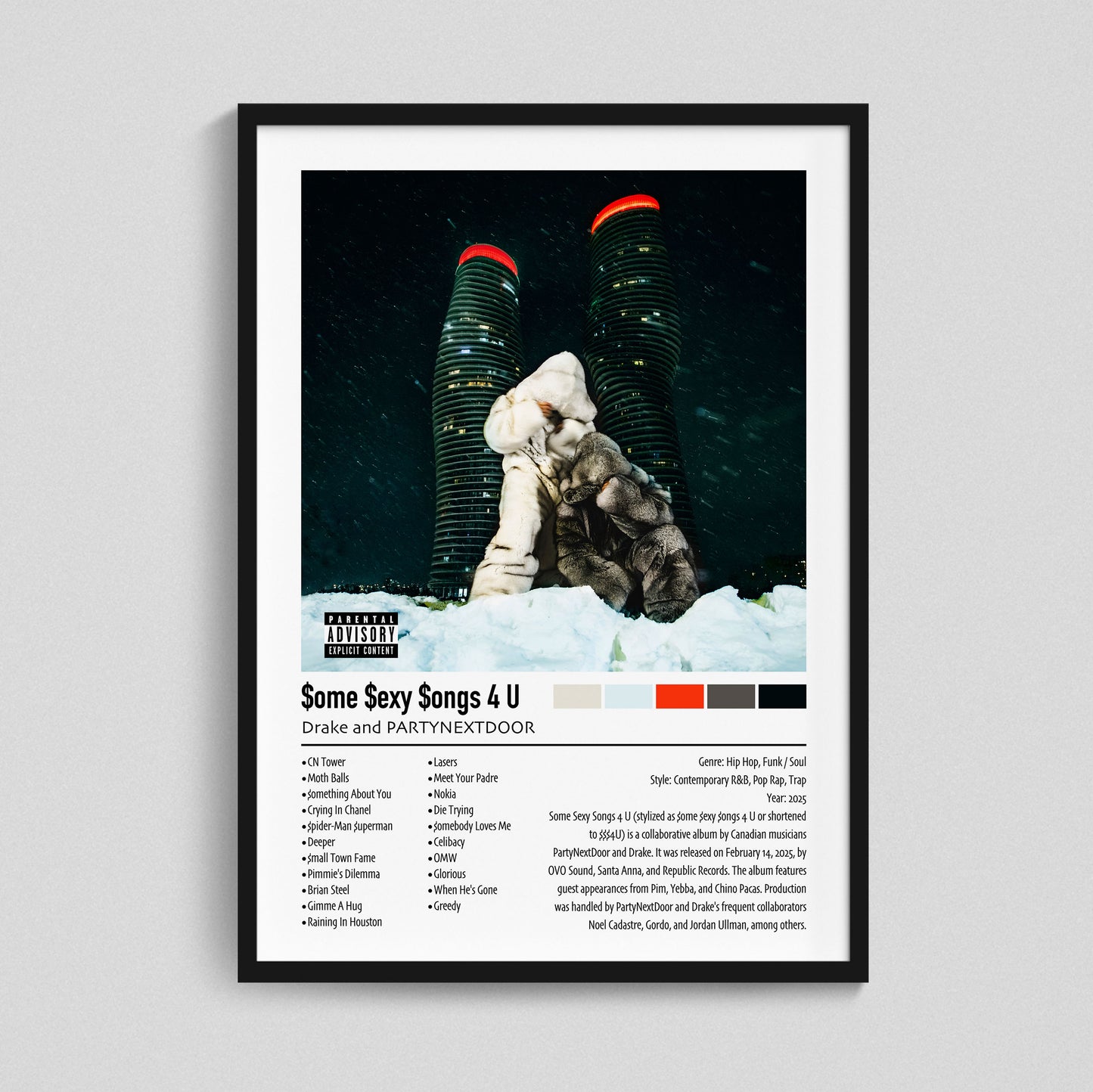 Drake and PARTYNEXTDOOR | $ome $exy $ongs 4 U | Custom Album Cover Poster Print