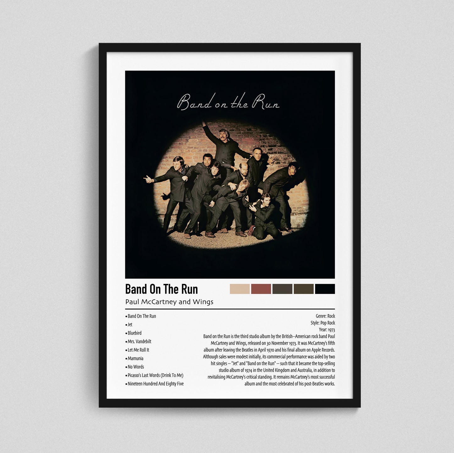 Paul McCartney and Wings | Band on the Run | Custom Album Cover Poster Print