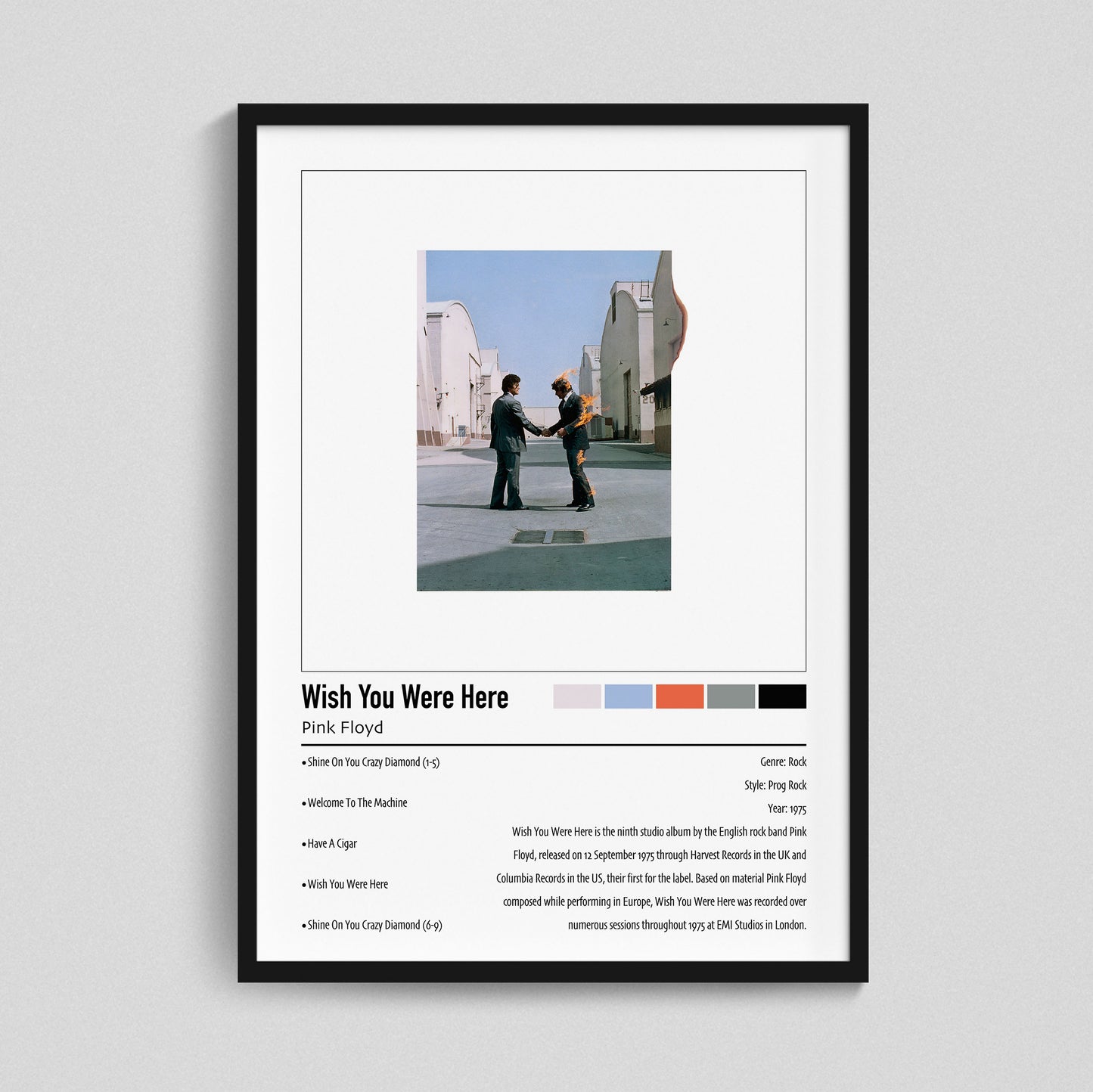 Pink Floyd | Wish You Were Here | Custom Album Cover Poster Print