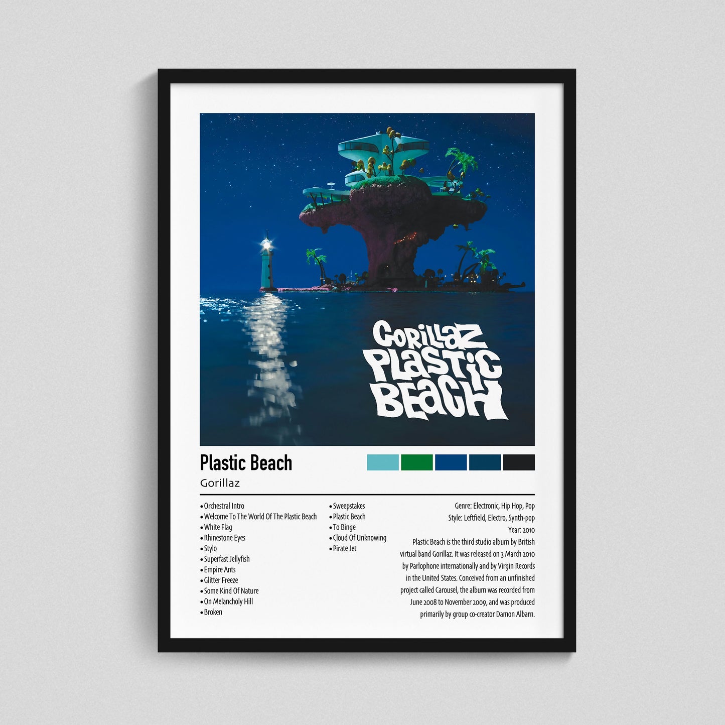 Gorillaz | Plastic Beach | Custom Album Cover Poster Print
