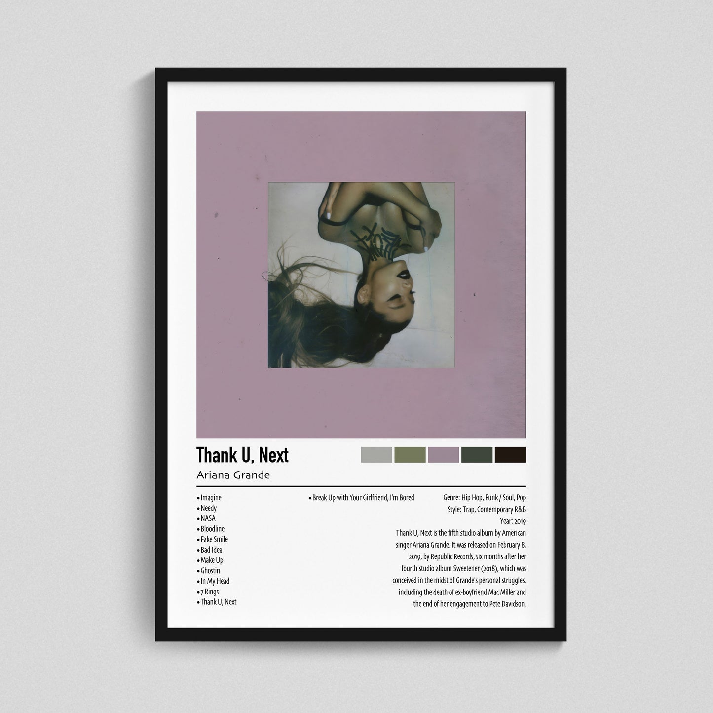 Ariana Grande | Thank U, Next | Custom Album Cover Poster Print