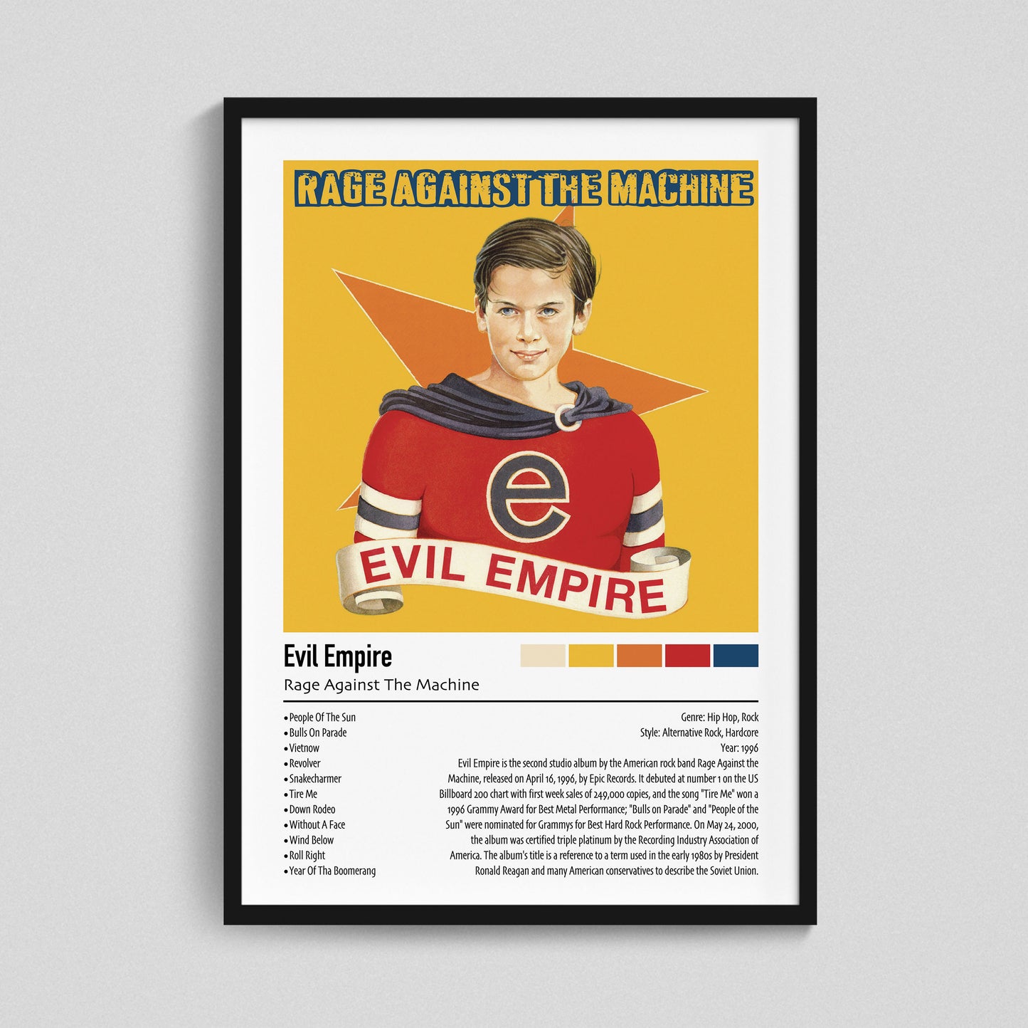 Rage Against The Machine | Evil Empire | Custom Album Cover Poster Print