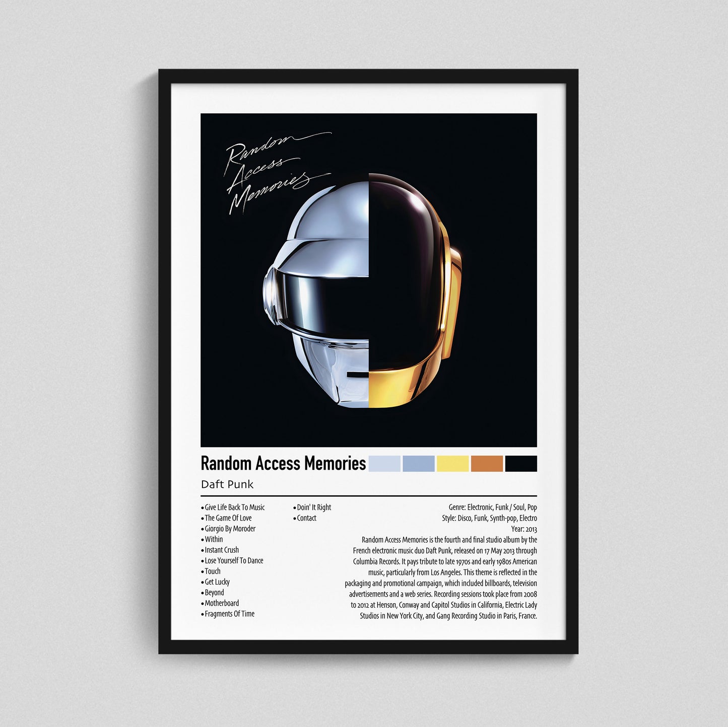 Daft Punk | Random Access Memories | Custom Album Cover Poster Print