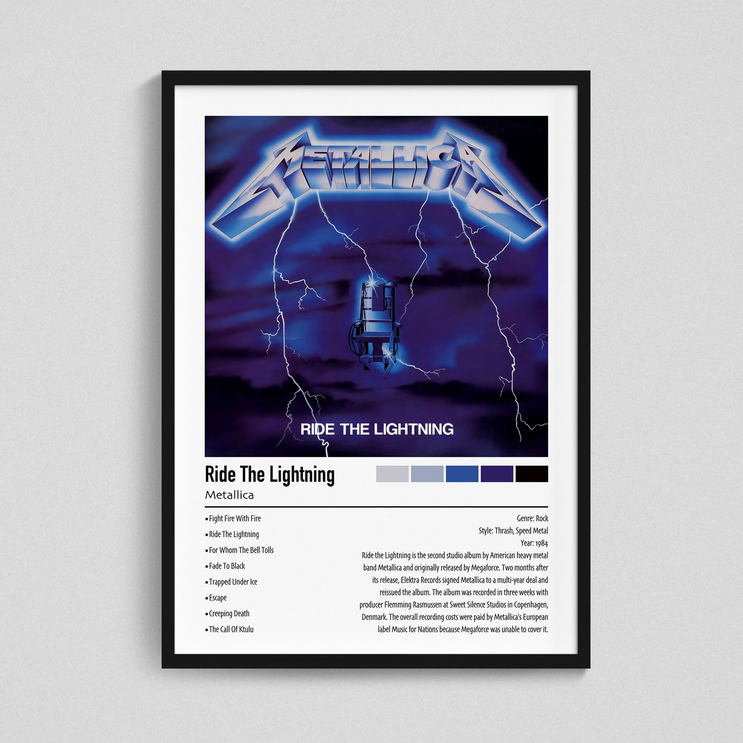 Metallica | Ride The Lightning | Custom Album Cover Poster Print