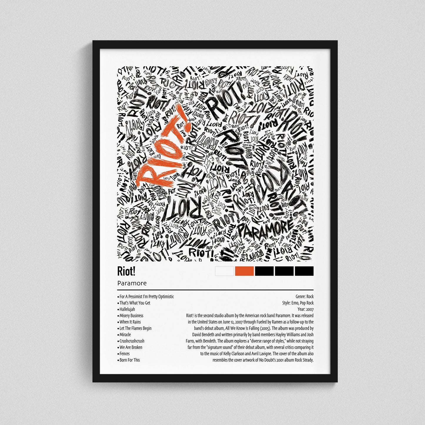 Paramore | Riot! | Custom Album Cover Poster Print